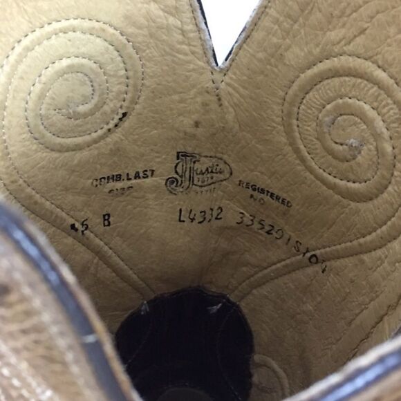 Justin Apache snip toe leather cowboy boots - Picture 8 of 9